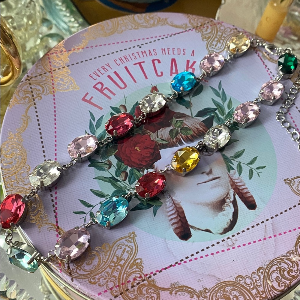 Multicolor Crystal Gemstone Necklace - Picture 3 of 4